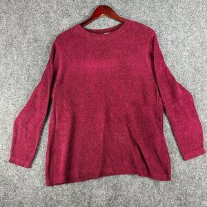 J Jill Sweater Womens XL Petite Red Knit Long Sleeve Ribbed Hem Pullover